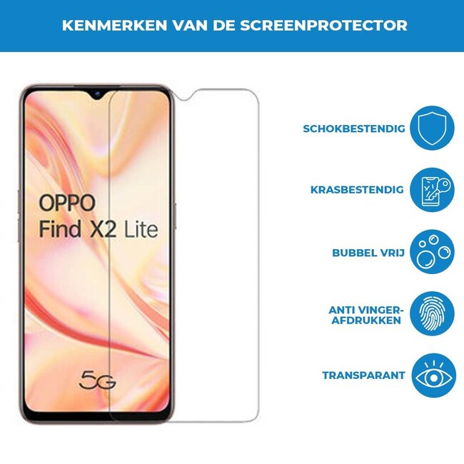 Case2go - Screenprotector geschikt voor Oppo Find X2 Lite - Tempered Glass - Case Friendly - Transparant