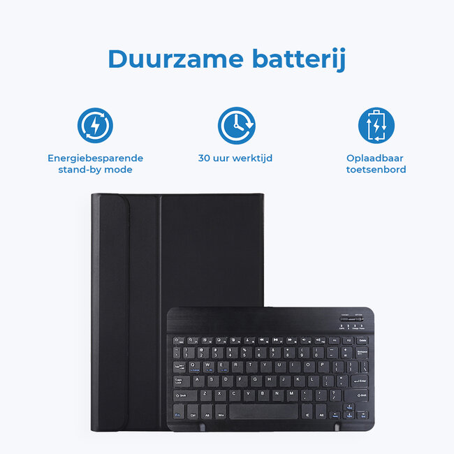 Bluetooth Toetsenbord geschikt voor Lenovo Tab M10 Plus 3rd Gen 10.6 (2022) Toetsenbord &amp; Hoes - QWERTY Keyboard case - Auto/Wake functie - Zwart