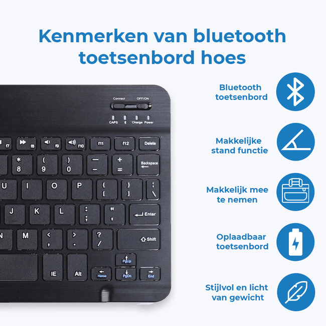 Bluetooth Toetsenbord geschikt voor Lenovo Tab M10 Plus 3rd Gen 10.6 (2022) Toetsenbord &amp; Hoes - QWERTY Keyboard case - Auto/Wake functie - Zwart
