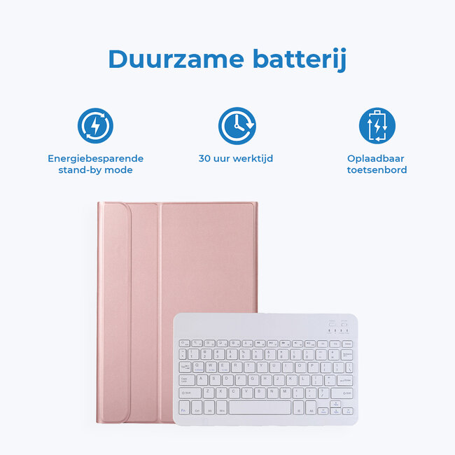 Bluetooth Toetsenbord geschikt voor Lenovo Tab M10 Plus 3rd Gen 10.6 (2022) Toetsenbord &amp; Hoes - QWERTY Keyboard case - Auto/Wake functie - Rosé-Goud