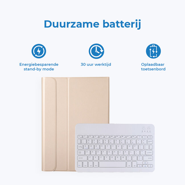 Bluetooth Toetsenbord geschikt voor Samsung Galaxy S6 Lite (2024) / Samsung Galaxy Tab S6 Lite (2022/2020) Toetsenbord &amp;amp; Hoes - QWERTY Keyboard case - Auto/Wake functie - Goud