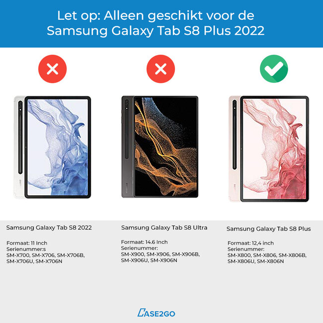 Bluetooth Toetsenbord geschikt voor Samsung Galaxy Tab S8 Plus (2022) Toetsenbord &amp; Hoes - QWERTY Keyboard case - Auto/Wake functie - Goud