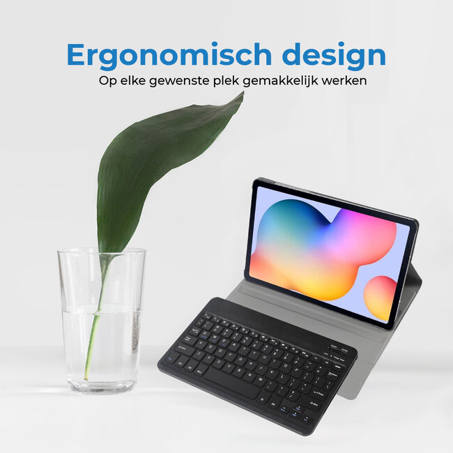 Bluetooth Toetsenbord geschikt voor Samsung Galaxy S6 Lite (2024) / Samsung Galaxy Tab S6 Lite (2022/2020) Toetsenbord &amp;amp; Hoes - QWERTY Keyboard case - Auto/Wake functie - Zwart