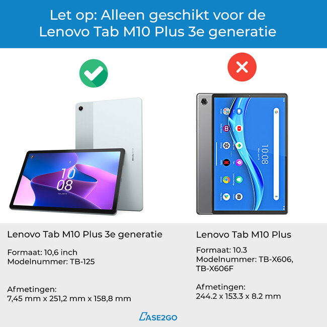 Tablet Hoes & Screenprotector voor Lenovo Tab M10 Plus (3e gen) tablet hoes en screenprotector - 2 in 1 cover - 10.6 inch - Tri-Fold Book Case - Donker Blauw