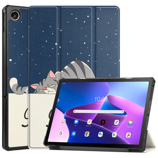 Case2go Tablet Hoes & Screenprotector voor Lenovo Tab M10 Plus (3e gen) tablet hoes en screenprotector - 2 in 1 cover - 10.6 inch - Tri-Fold Book Case - Good Night