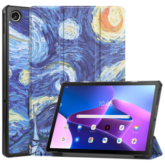 Case2go Tablet Hoes & Screenprotector voor Lenovo Tab M10 Plus (3e gen) tablet hoes en screenprotector - 2 in 1 cover - 10.6 inch - Tri-Fold Book Case - Sterrenhemel