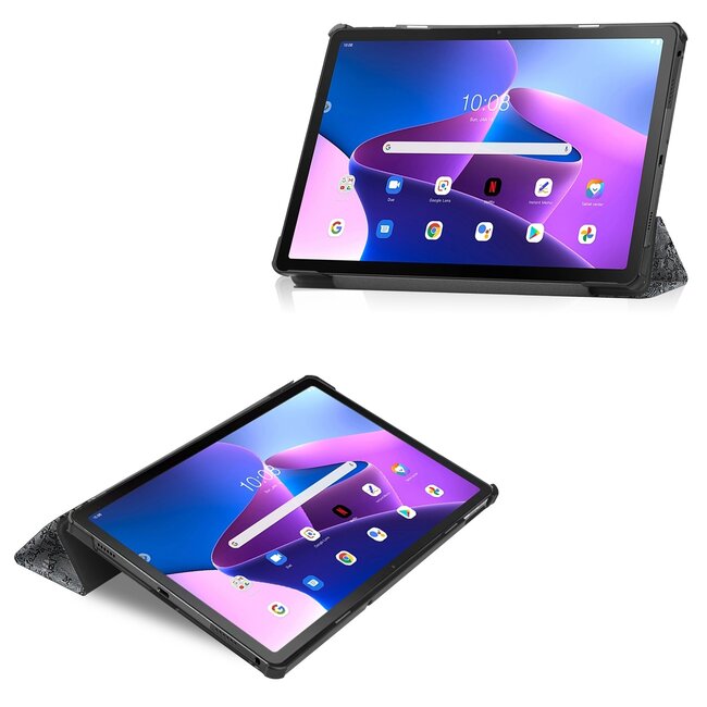 Tablet Hoes & Screenprotector voor Lenovo Tab M10 Plus (3e gen) tablet hoes en screenprotector - 2 in 1 cover - 10.6 inch - Tri-Fold Book Case - Eiffeltoren