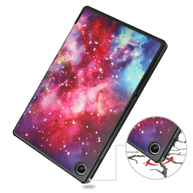 Tablet Hoes &amp; Screenprotector geschikt voor Lenovo Tab M10 Plus (3e gen) tablet hoes en screenprotector - 2 in 1 cover - 10.6 inch - Tri-Fold Book Case - Galaxy