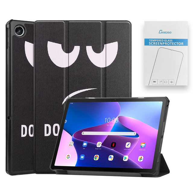 Tablet Hoes &amp; Screenprotector geschikt voor Lenovo Tab M10 Plus (3e gen) tablet hoes en screenprotector - 2 in 1 cover - 10.6 inch - Tri-Fold Book Case - Don't Touch Me