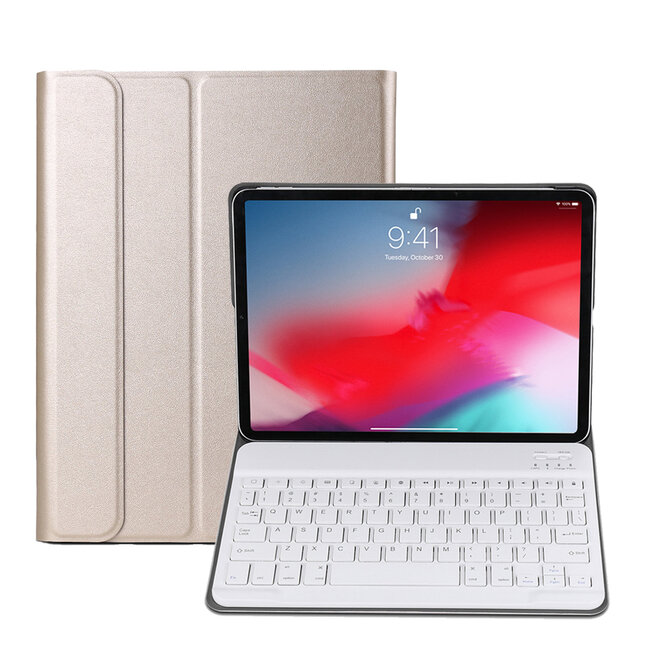 Bluetooth Toetsenbord geschikt voor Apple iPad Air 5 10.9 (2022) Toetsenbord &amp; Hoes - QWERTY Keyboard case - Auto/Wake functie - Goud