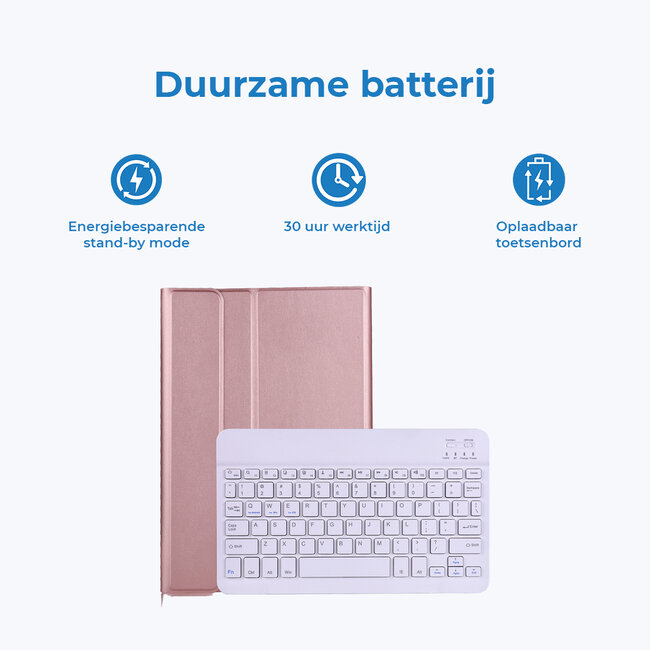 Bluetooth Toetsenbord geschikt voor Apple iPad Air 11 (2024) / Apple iPad Air 2022 10.9 inch Toetsenbord &amp;amp; Hoes - QWERTY Keyboard case - Auto/Wake functie - Rosé-Goud