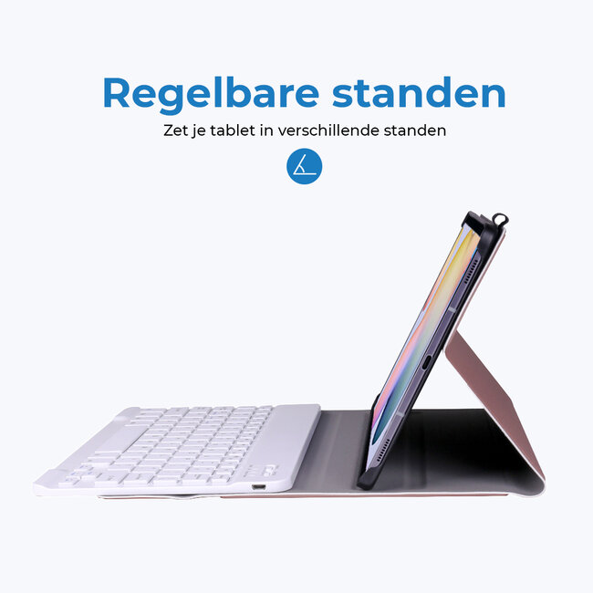 Bluetooth Toetsenbord geschikt voor Samsung Galaxy Tab S8 Plus (2022) Toetsenbord &amp; Hoes - QWERTY Keyboard case - Auto/Wake functie - Rosé-Goud
