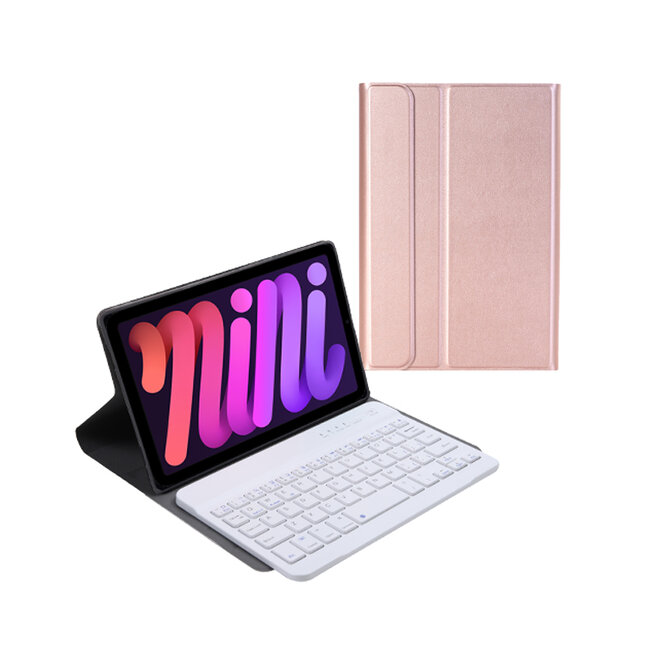 Bluetooth Toetsenbord geschikt voor Apple iPad Mini 6 2021 (8.3 inch) Toetsenbord &amp; Hoes - QWERTY Keyboard case - Auto/Wake functie - Rosé-Goud