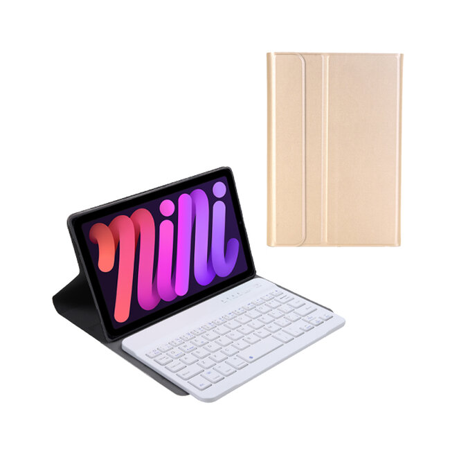 Bluetooth Toetsenbord geschikt voor Apple iPad Mini 6 2021 (8.3 inch) Toetsenbord &amp; Hoes - QWERTY Keyboard case - Auto/Wake functie - Goud