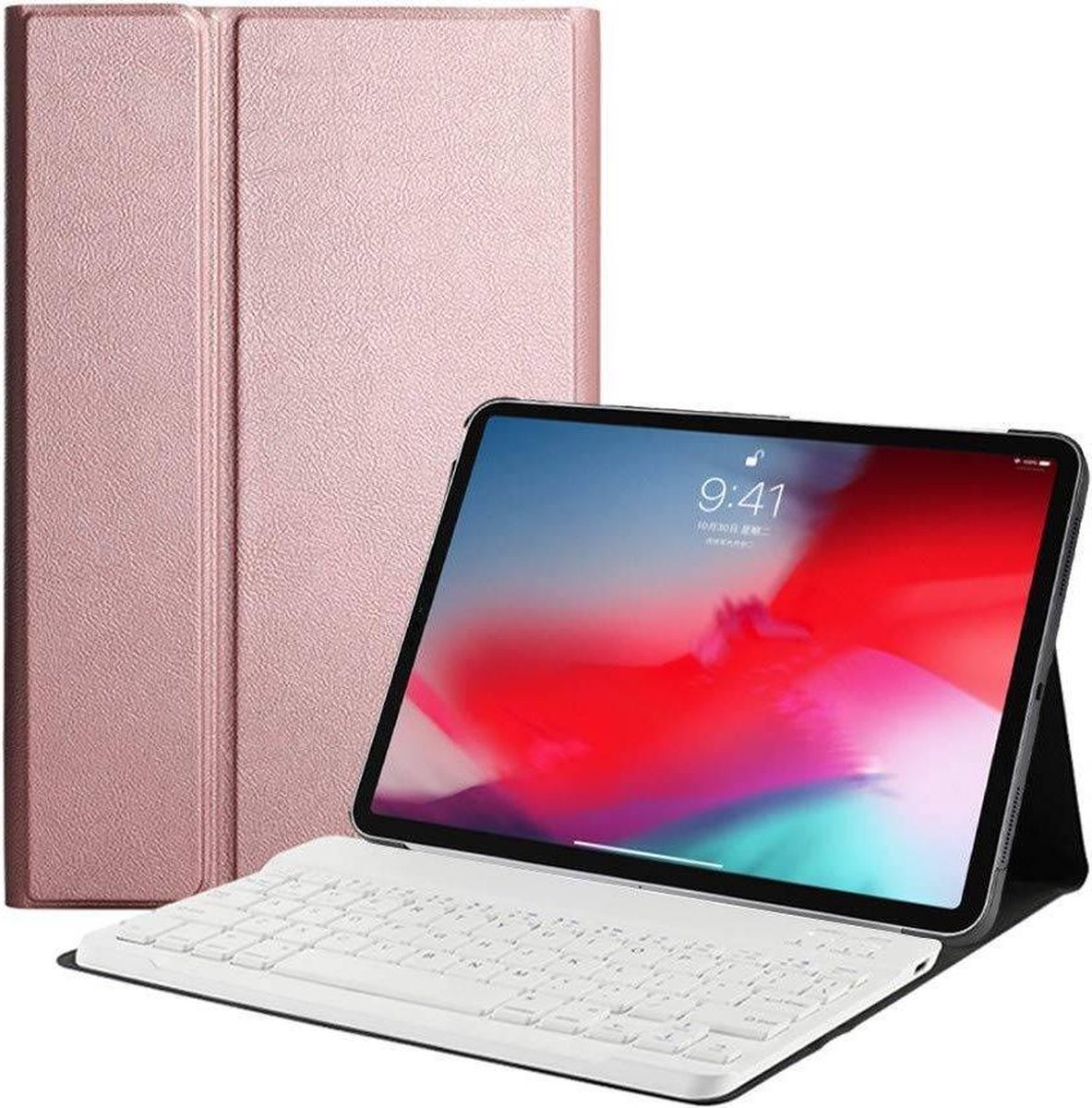 Bluetooth Toetsenbord geschikt voor Apple iPad Pro 2020 (11 Inch) Toetsenbord &amp; Hoes - QWERTY Keyboard case - Auto/Wake functie - Rosé-Goud afbeelding