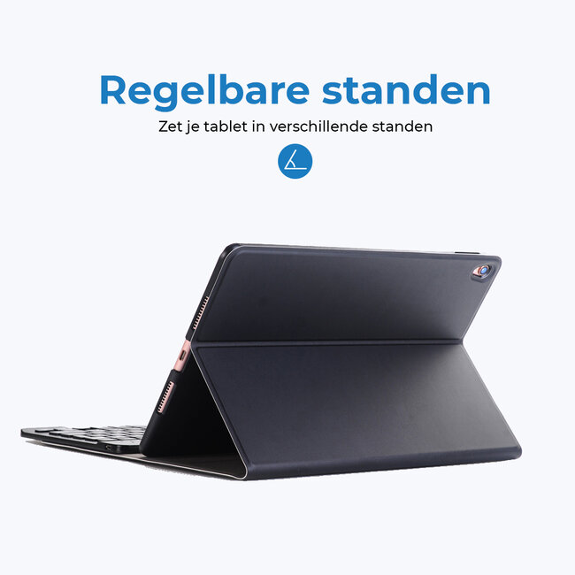 Bluetooth Toetsenbord geschikt voor Apple iPad 10.2 (2019/2020/2021) Toetsenbord &amp; Hoes - QWERTY Keyboard case - Auto/Wake functie - Zwart