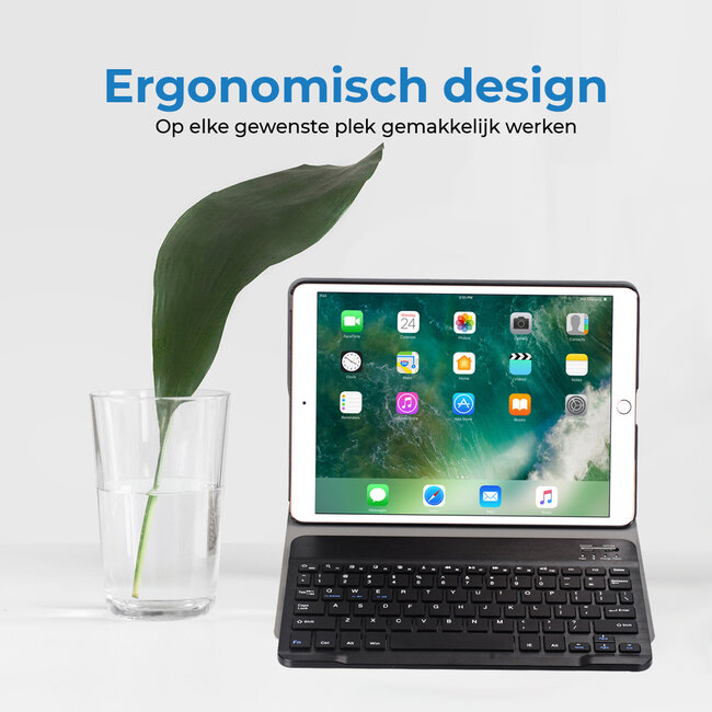 Bluetooth Toetsenbord geschikt voor Apple iPad 10.2 (2019/2020/2021) Toetsenbord &amp; Hoes - QWERTY Keyboard case - Auto/Wake functie - Zwart