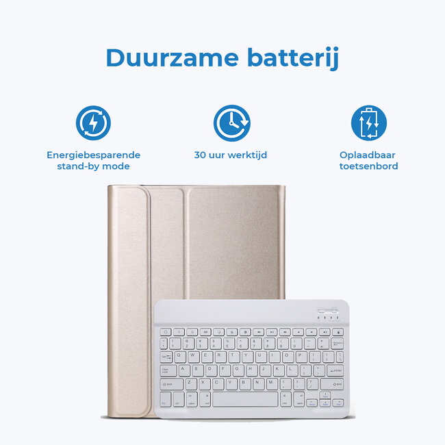 Bluetooth Toetsenbord geschikt voor Apple iPad 10.2 (2019/2020/2021) Toetsenbord &amp; Hoes - QWERTY Keyboard case - Auto/Wake functie - Goud