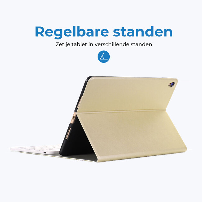Bluetooth Toetsenbord geschikt voor Apple iPad 10.2 (2019/2020/2021) Toetsenbord &amp; Hoes - QWERTY Keyboard case - Auto/Wake functie - Goud