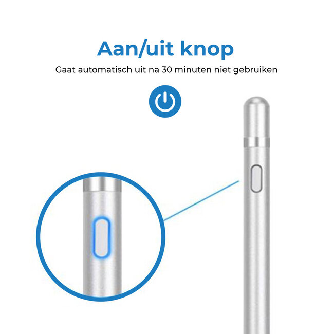 Active Stylus Pen voor Tablet en Smartphone - Stylus Pen geschikt voor IOS, Android en Windows Tablets en Telefoons - Oplaadbaar - Zilver