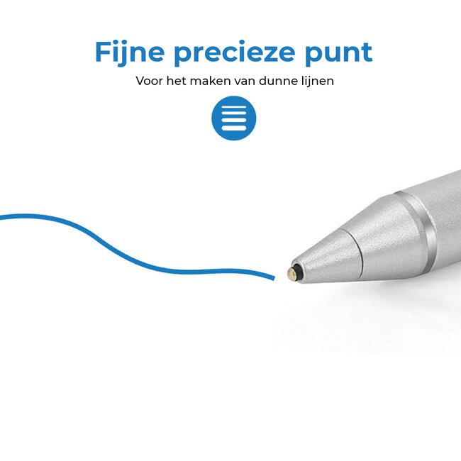 Active Stylus Pen voor Tablet en Smartphone - Stylus Pen geschikt voor IOS, Android en Windows Tablets en Telefoons - Oplaadbaar - Zilver