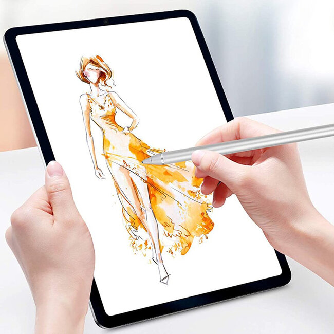 Active Stylus Pen voor Tablet en Smartphone - Stylus Pen geschikt voor IOS, Android en Windows Tablets en Telefoons - Oplaadbaar - Zilver