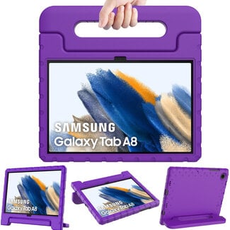 Case2go Tablet hoes geschikt voor Samsung Galaxy Tab A8 10.5 (2021) - Kinderhoes met handvat - Schokbestendige Kids cover - Paars