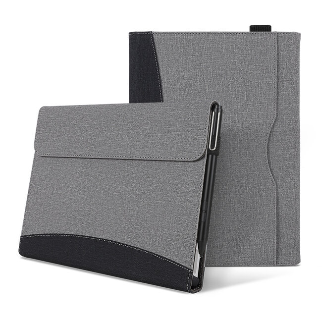 Case2go - Hoes geschikt voor Microsoft Surface Pro 8 / 9 / 10 / 11 - Wallet book Case - 13 inch - Grijs