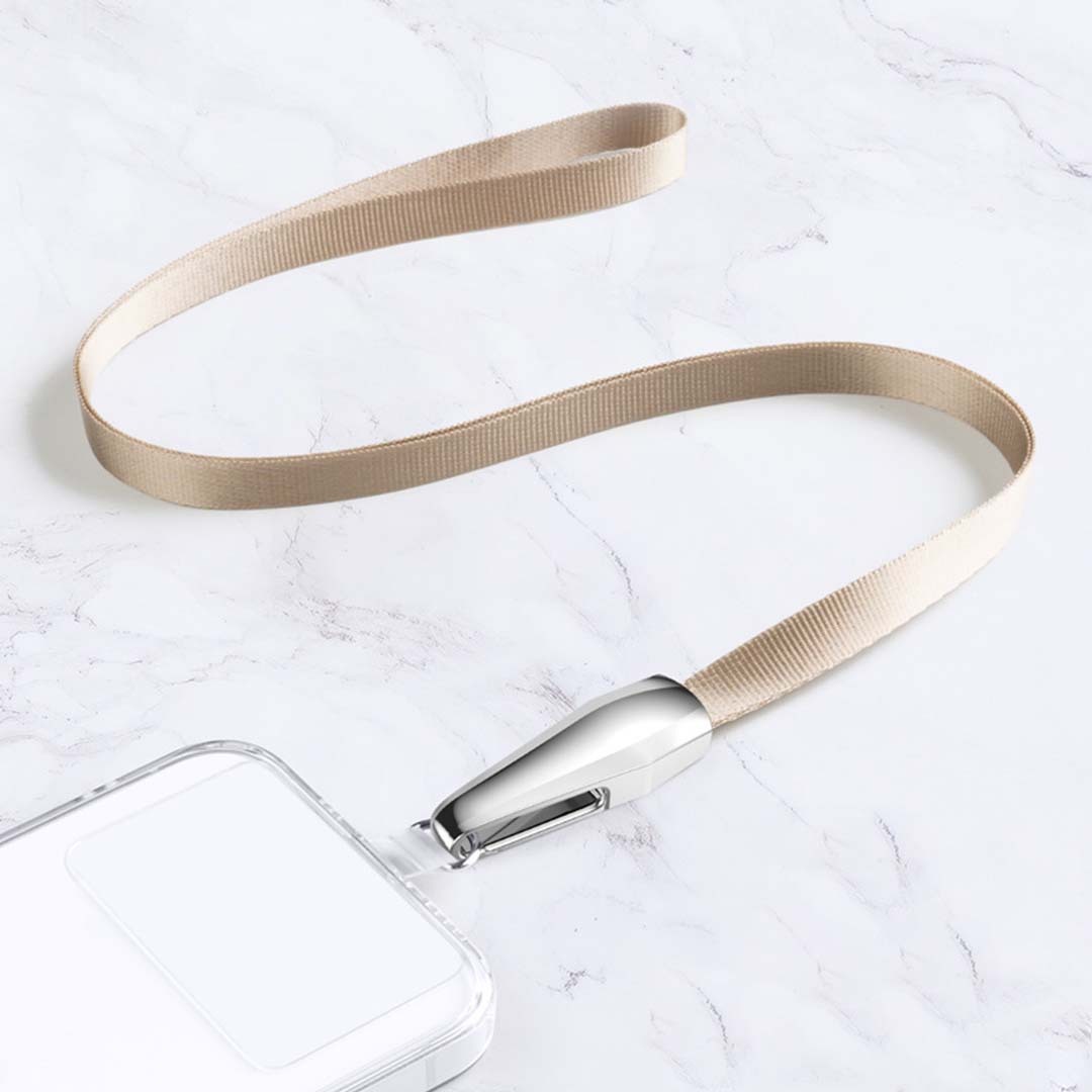 Telefoonkoord - Universele Koord voor Mobiel - Met Afneembaar Koord - 42 cm koord - Beige afbeelding