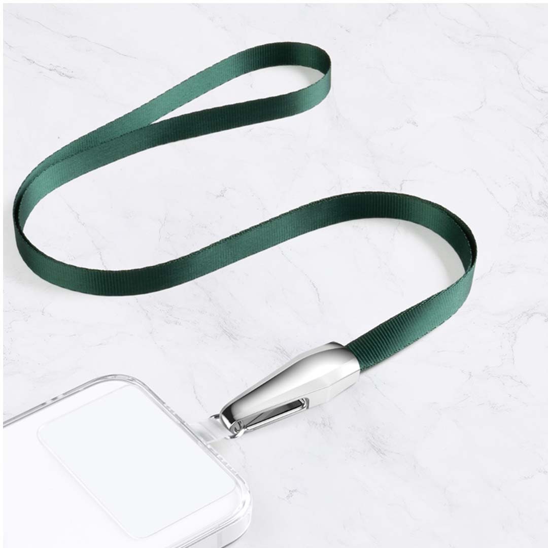 Telefoonkoord - Universele Koord voor Mobiel - Met Afneembaar Koord - 42 cm koord - Donker Groen afbeelding