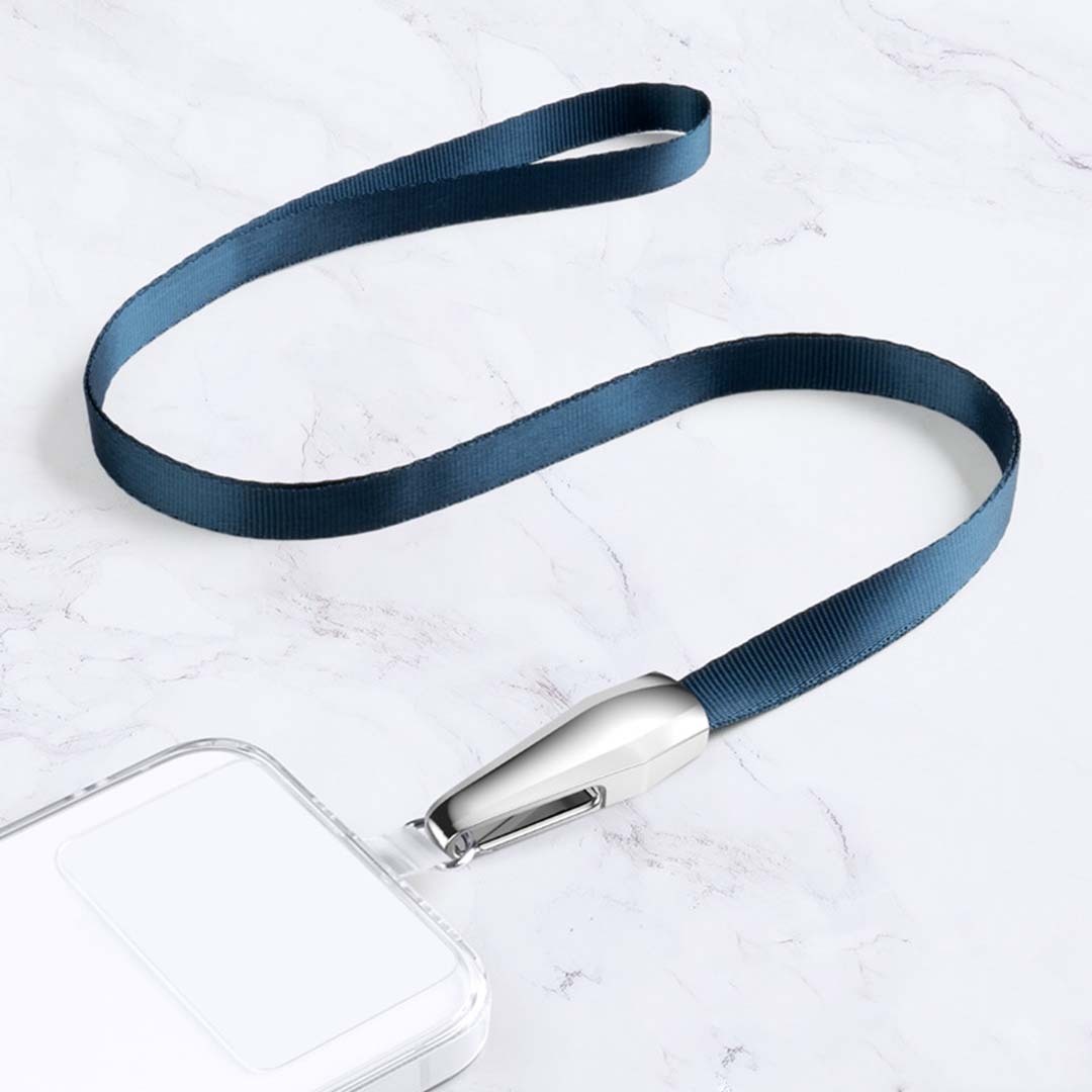 Telefoonkoord - Universele Koord voor Mobiel - Met Afneembaar Koord - 42 cm koord - Blauw afbeelding