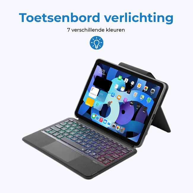 Bluetooth Toetsenbord hoes geschikt voor Apple iPad Pro 11 (2018/2020/2021) - Toetsverlichting en Touchpad - QWERTY - Zwart