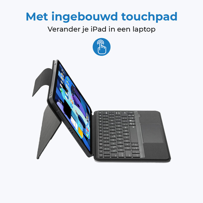 Bluetooth Toetsenbord hoes geschikt voor Apple iPad Air 11 (2024) / Apple iPad Air 10.9 (2022 / 2020) - Toetsverlichting en Touchpad - QWERTY - Zwart