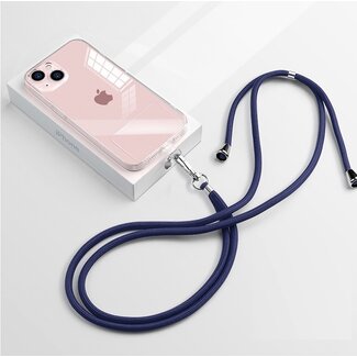 Case2go Telefoonkoord Universeel - Phone Cord - Verstelbare Telefoonketting - Afneembaar - Donker Blauw