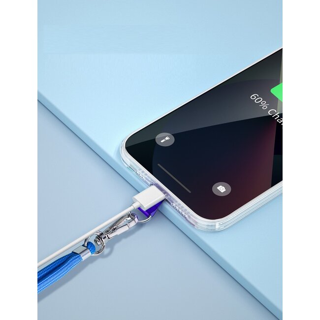 Telefoonkoord Universeel - Phone Cord - Verstelbare Telefoonketting - Afneembaar - Blauw