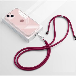 Case2go Telefoonkoord Universeel - Phone Cord - Verstelbare Telefoonketting - Afneembaar - Donker Rood