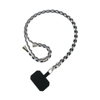 Case2go Universele Telefoonkoord - Telefoonketting met Clip - Verstelbare Telefoonkoord - Zwart / Wit