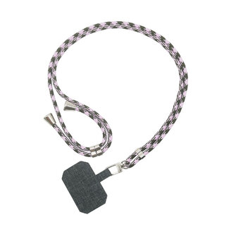 Case2go Universele Telefoonkoord - Telefoonketting met Clip - Verstelbare Telefoonkoord - Roze / Zwart