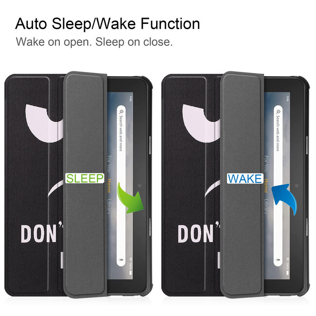 Tablet hoes geschikt voor Amazon Fire 7 (2022) tri-fold hoesje - book case met auto/wake functie - Don't touch me