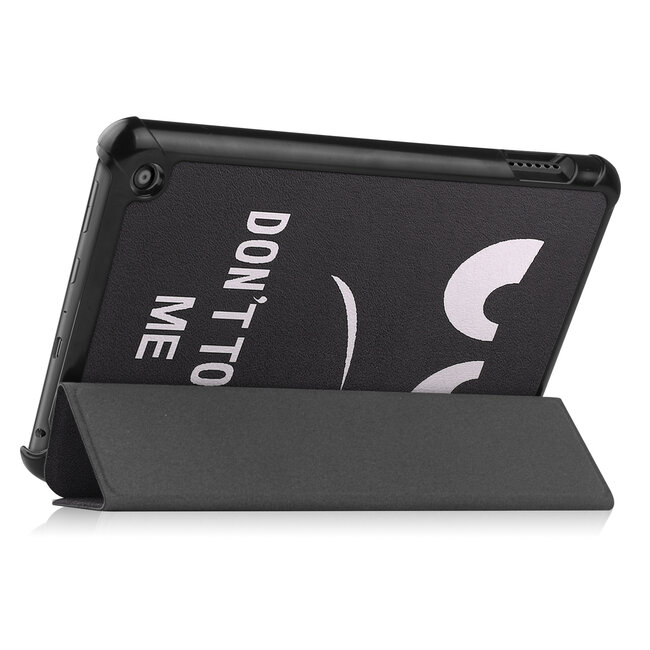 Tablet hoes geschikt voor Amazon Fire 7 (2022) tri-fold hoesje - book case met auto/wake functie - Don't touch me