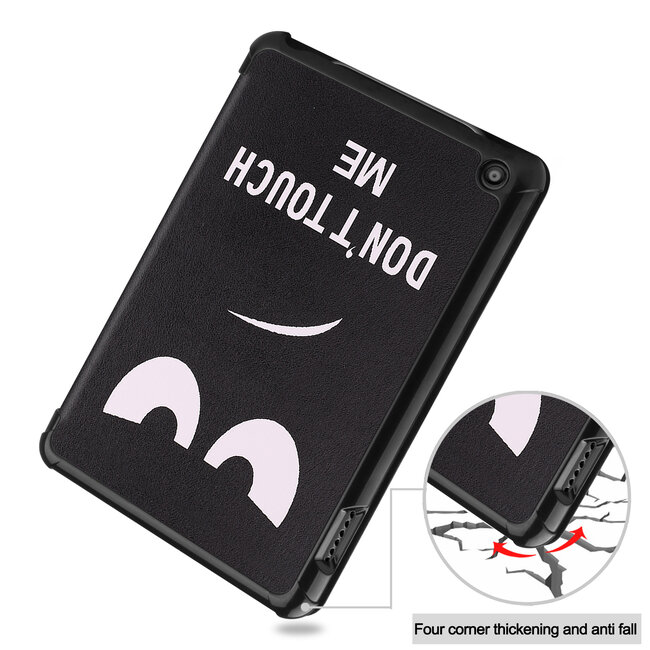 Tablet hoes geschikt voor Amazon Fire 7 (2022) tri-fold hoesje - book case met auto/wake functie - Don't touch me