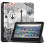 Tablet hoes geschikt voor Amazon Fire 7 (2022) tri-fold hoesje - book case met auto/wake functie - Eiffeltoren