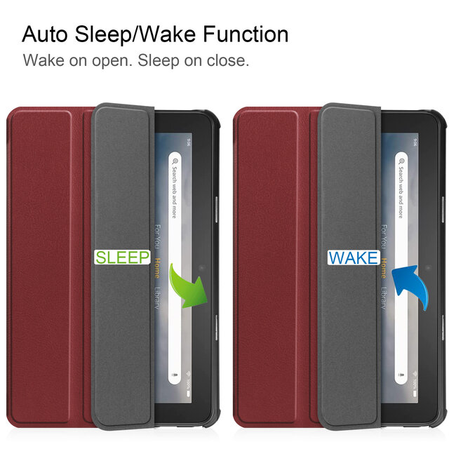 Tablet hoes geschikt voor Amazon Fire 7 (2022) tri-fold hoesje - book case met auto/wake functie - Donker Rood