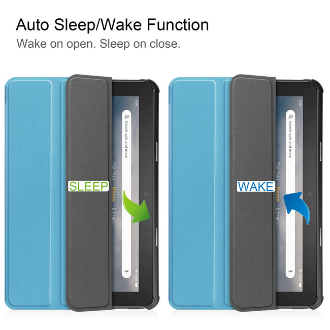 Tablet hoes geschikt voor Amazon Fire 7 (2022) tri-fold hoesje - book case met auto/wake functie - Licht Blauw