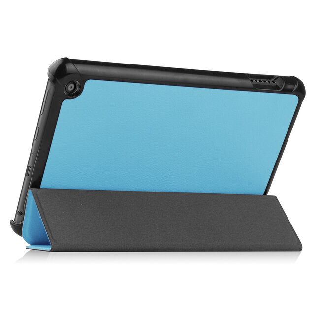 Tablet hoes geschikt voor Amazon Fire 7 (2022) tri-fold hoesje - book case met auto/wake functie - Licht Blauw