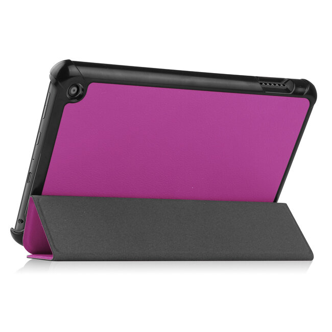 Tablet hoes geschikt voor Amazon Fire 7 (2022) tri-fold hoesje - book case met auto/wake functie - Paars