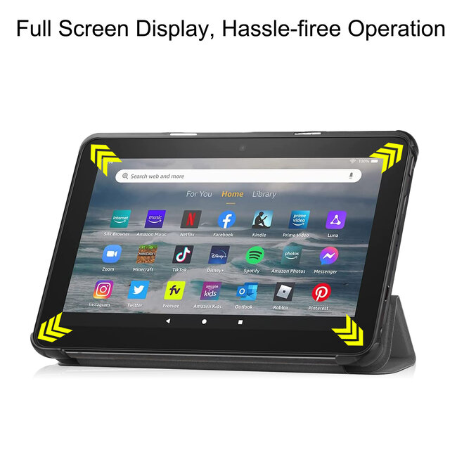 Tablet hoes geschikt voor Amazon Fire 7 (2022) tri-fold hoesje - book case met auto/wake functie - Grijs