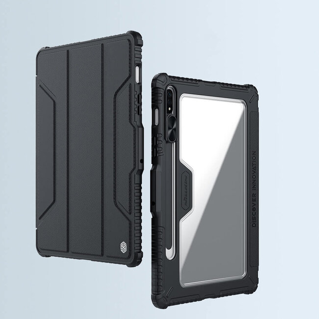 Hoes geschikt voor Samsung Galaxy Tab S7 -  Nillkin PU Leren Extreme Tri-Fold Book Case - Camera protectie - Auto Sleep/Wake-up Functie - Met Pencil Houder - Zwart