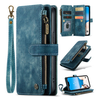 CaseMe CaseMe - Telefoonhoesje geschikt voor Apple iPhone 14 - Wallet Book Case met ritssluiting - Magneetsluiting - Blauw