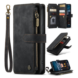 CaseMe CaseMe - Telefoonhoesje geschikt voor Apple iPhone 14 Pro - Wallet Book Case met ritssluiting - Magneetsluiting - Zwart